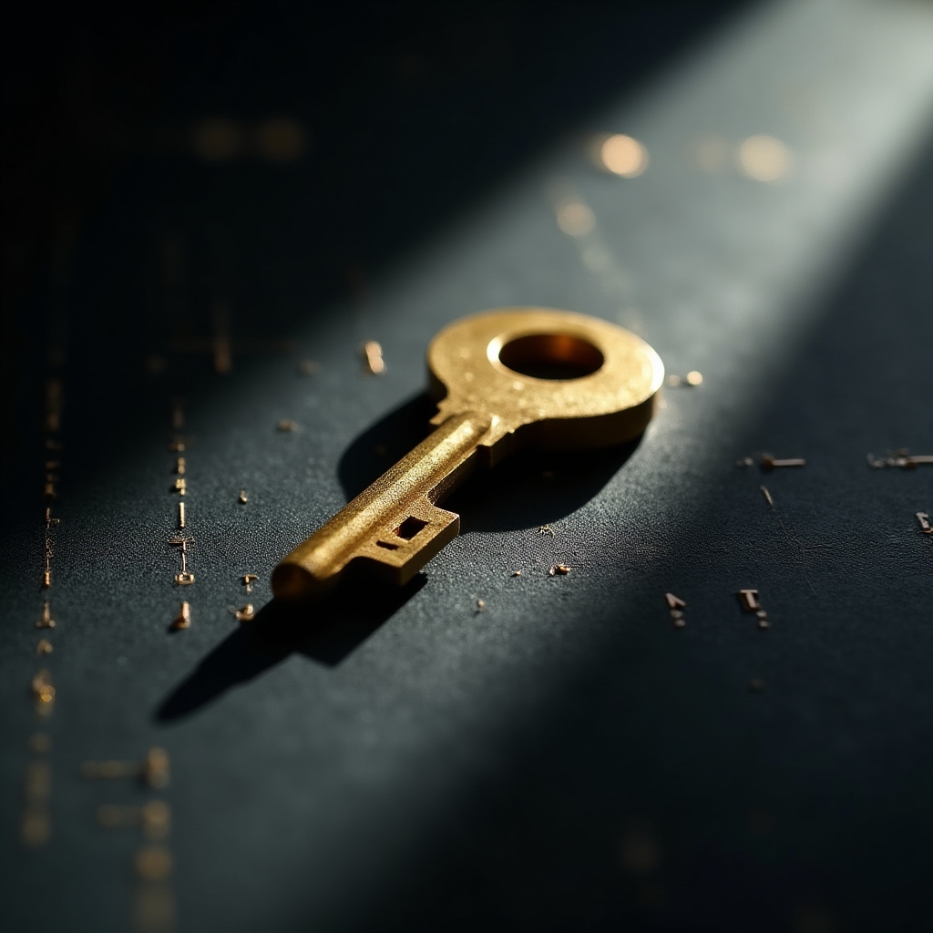 Secure private key management concept with digital lock visualization